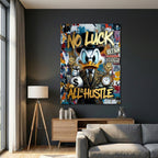 No Luck All Hustle Scrooge McDuck Metal Wall Art – premium aluminum metal wall art, product image 2