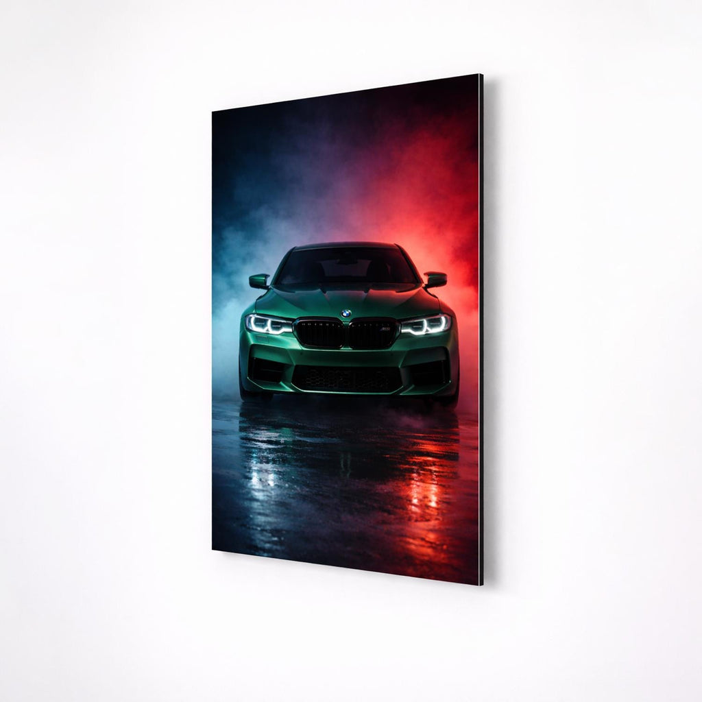 BMW M5 F90 Metal Wall Art – Neon Sports Car Poster – premium aluminum metal wall art, product image 4