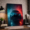 BMW M4 G82 metallist seinapilt – neoonvärvides sportauto poster – kvaliteetne alumiiniumist seinapilt, tootepilt 1