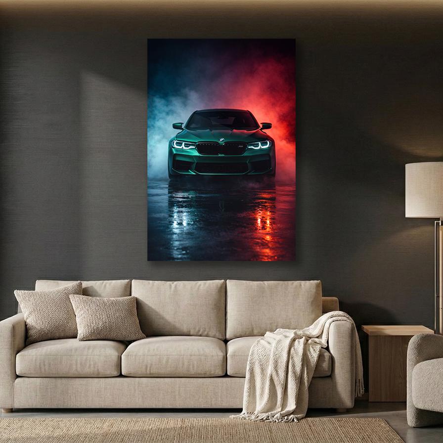 BMW M5 F90 Metal Wall Art – Neon Sports Car Poster – premium aluminum metal wall art, product image 8