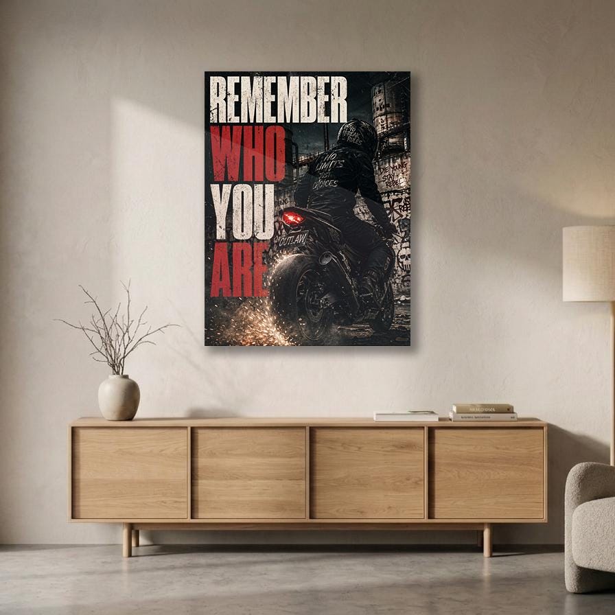 Remember Who You Are Motorcycle Metal Wall Art – premium aluminum metal wall art, product image 10