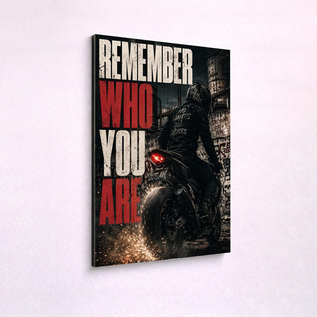 Remember Who You Are Motorcycle Metal Wall Art – premium aluminum metal wall art, product image 2