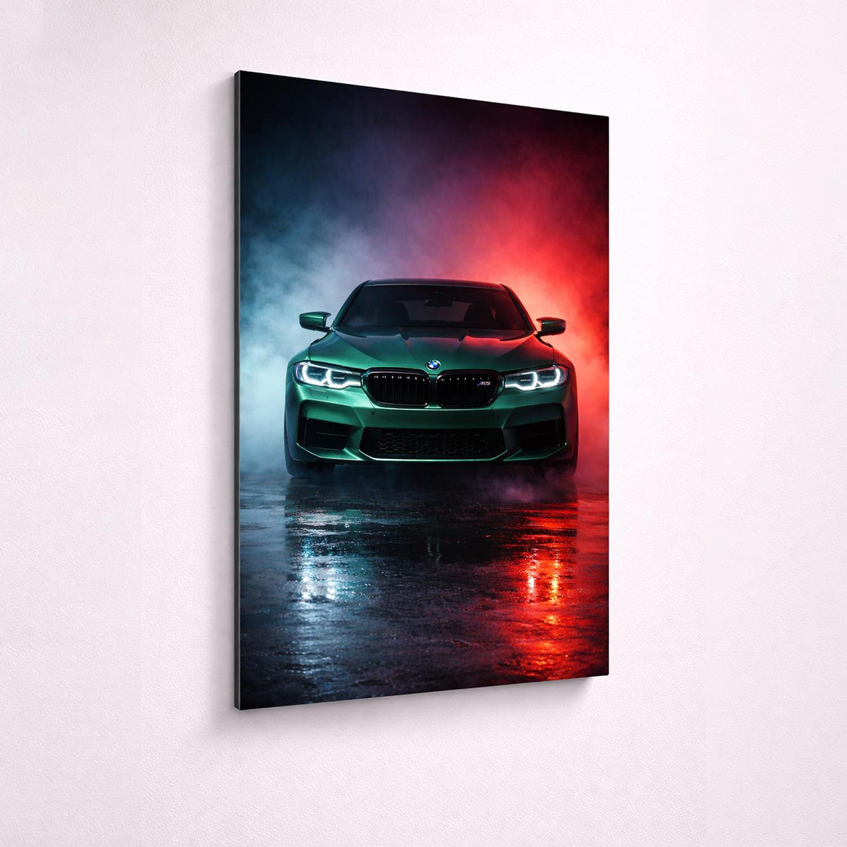 BMW M5 F90 Metal Wall Art – Neon Sports Car Poster – premium aluminum metal wall art, product image 2