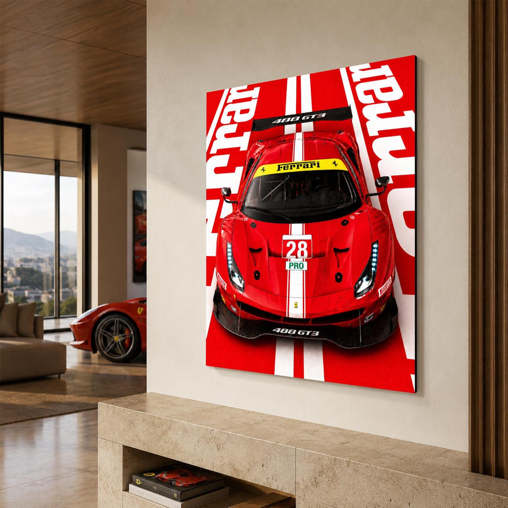 Ferrari 488 GT3 Metal Wall Art — премиальный настенный постер на алюминии, изображение товара 1