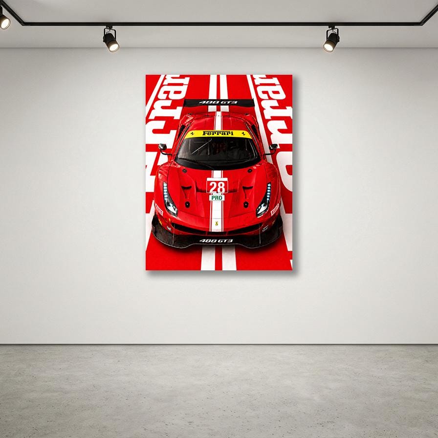 Ferrari 488 GT3 Metal Wall Art — премиальный настенный постер на алюминии, изображение товара 8