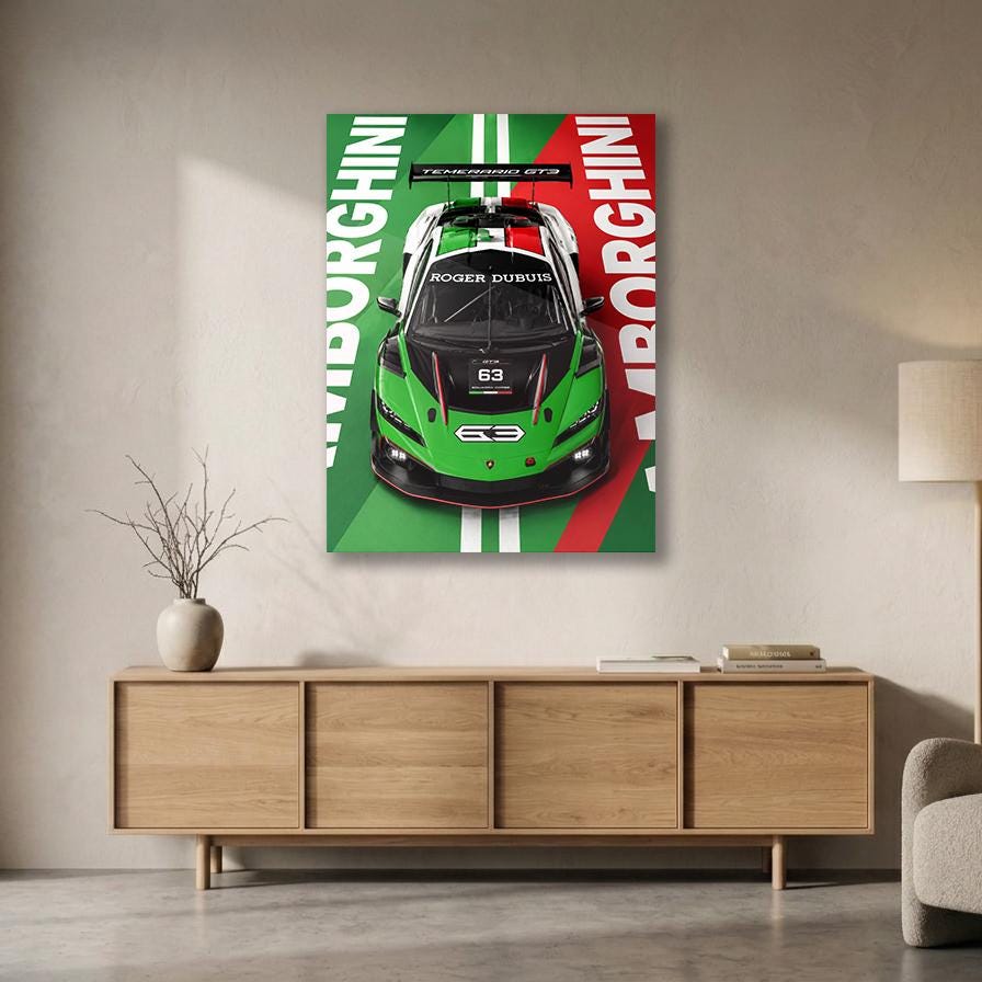 Lamborghini Temerario GT3 настенный постер на металле — премиальный настенный постер на алюминии, изображение товара 10