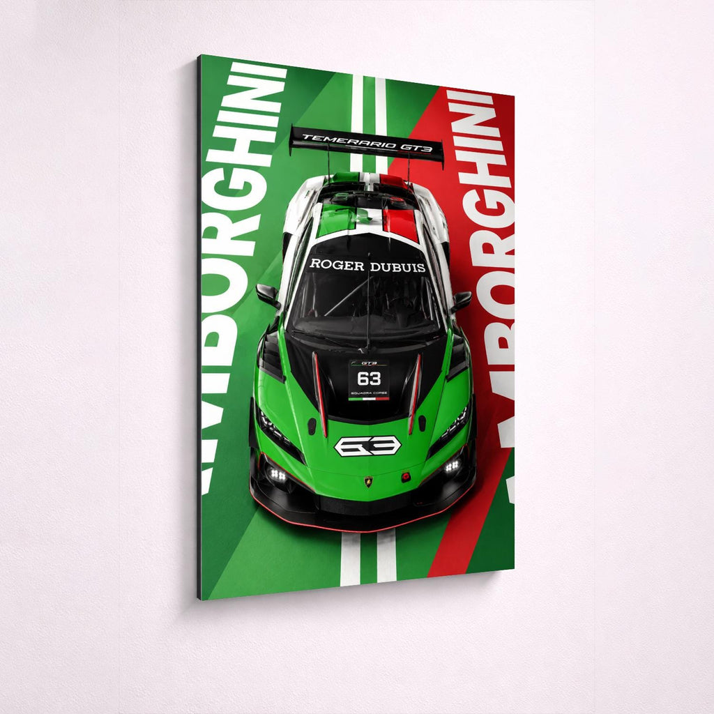 Lamborghini Temerario GT3 настенный постер на металле — премиальный настенный постер на алюминии, изображение товара 4