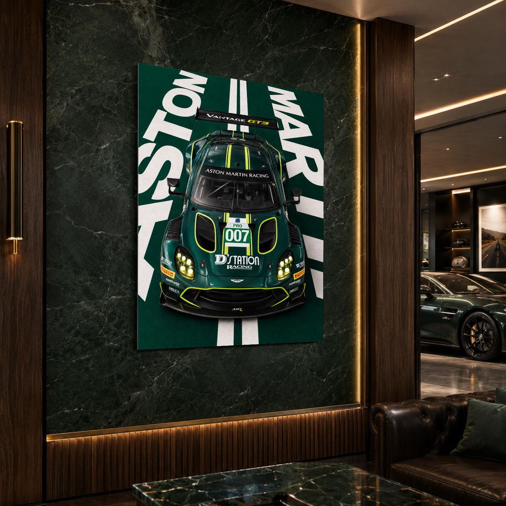 Aston Martin Vantage GT3 Metal Wall Art – premium aluminum metal wall art, product image 1