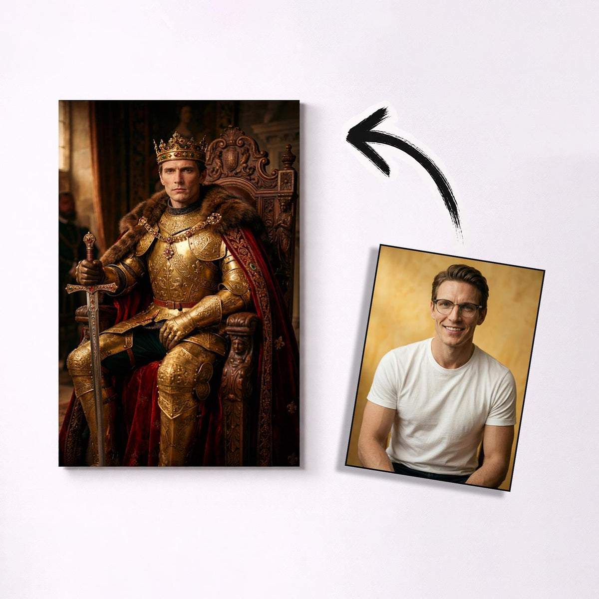 Custom King Portrait on Metal from Your Photo – premium aluminum metal wall art, product image 3