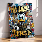 No Luck All Hustle Scrooge McDuck Metal Wall Art – premium aluminum metal wall art, product image 1