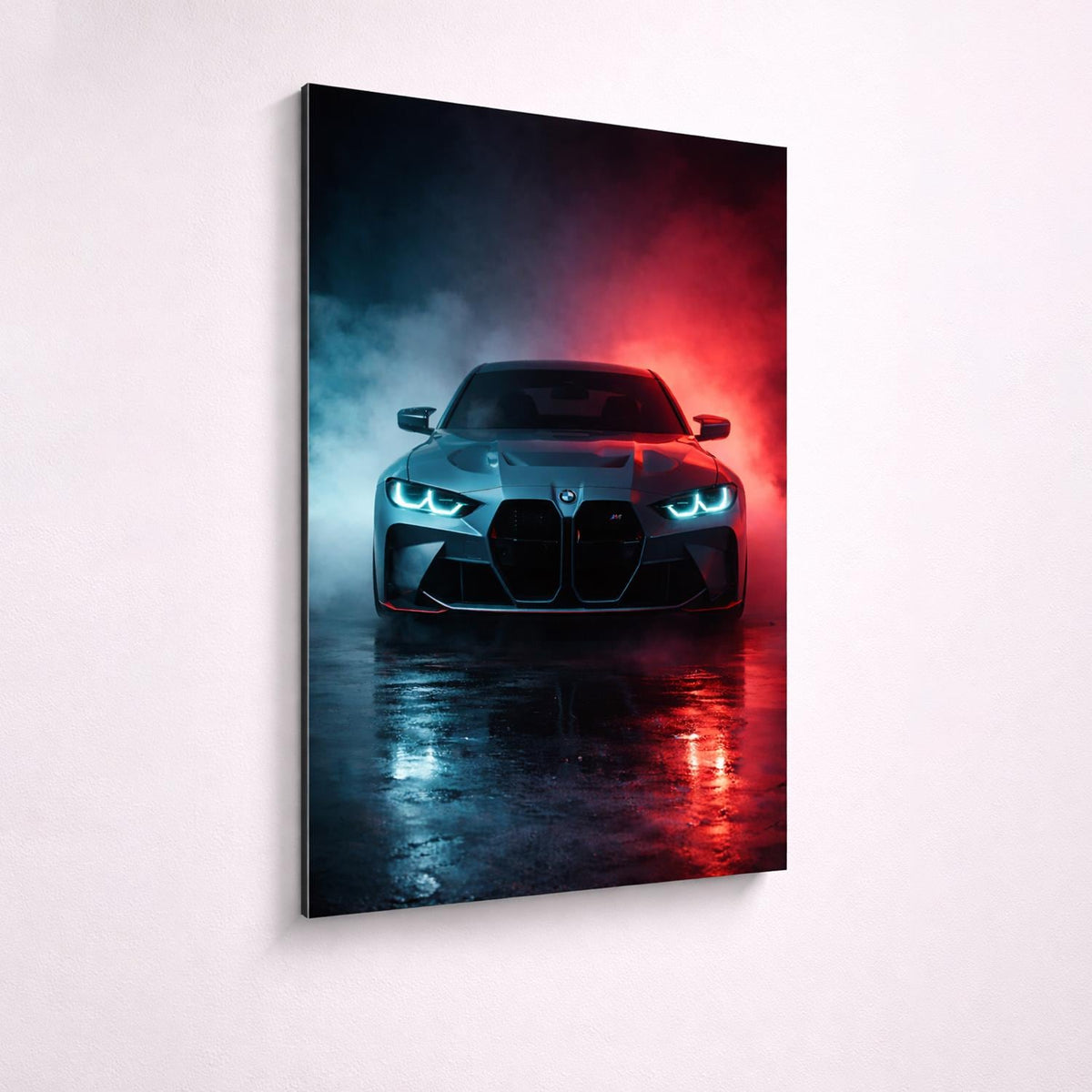 BMW M4 G82 Metal Wall Art – Neon Sports Car Poster – premium aluminum metal wall art, product image 2