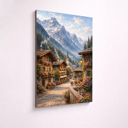 Alpine Village Landscape Metal Wall Art – premium aluminum metal wall art, product image 2