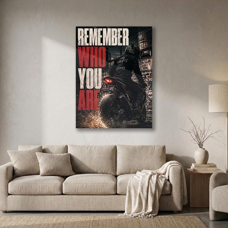 Remember Who You Are Motorcycle Metal Wall Art – premium aluminum metal wall art, product image 9