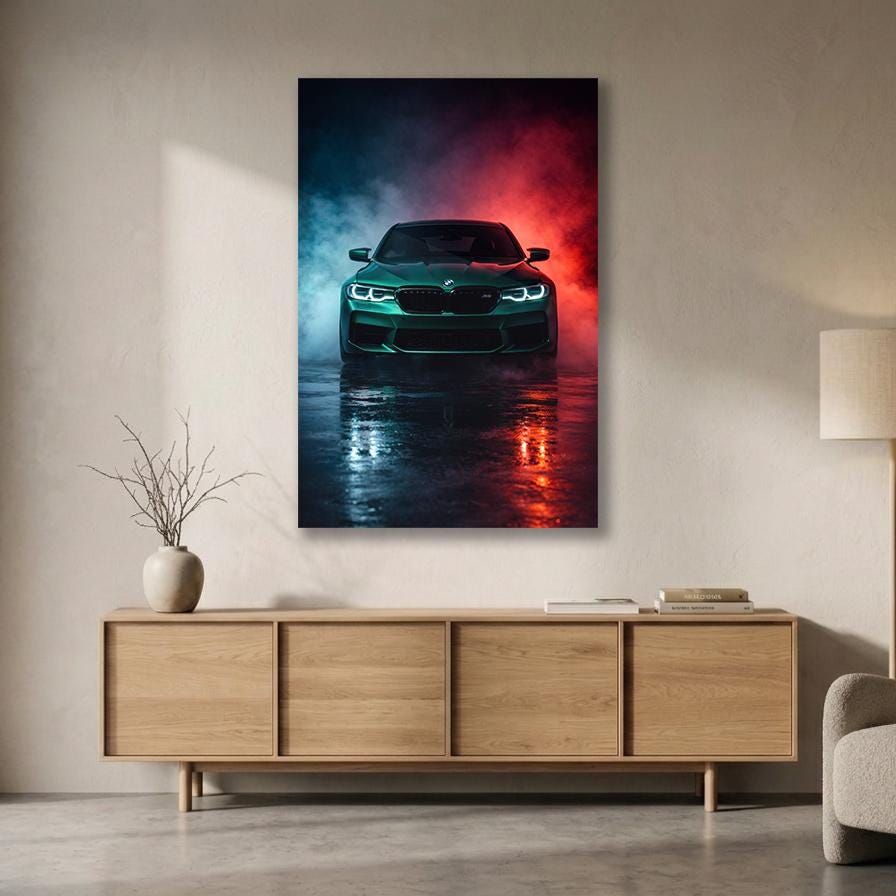 BMW M5 F90 Metal Wall Art – Neon Sports Car Poster – premium aluminum metal wall art, product image 9