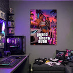 GTA VI Vice City Neon Metal Poster