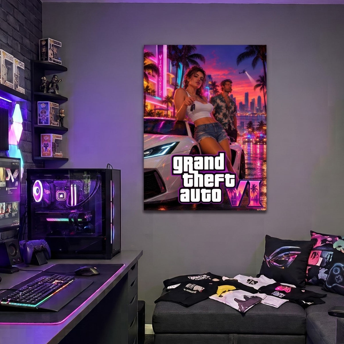 GTA VI Vice City Neon Metal Poster