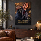 When the Lion's Hungry quote metal wall art in a luxury living room