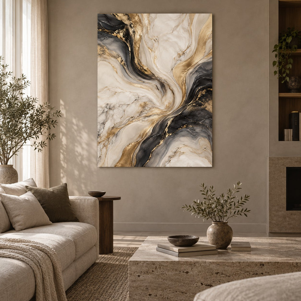Quiet Luxury Marble Abstract Metal Wall Art — quiet luxury living room