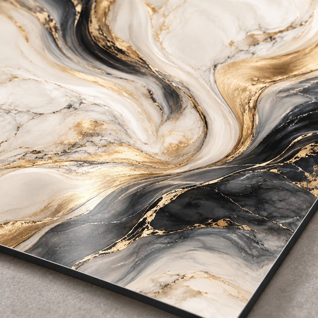 Quiet Luxury Marble Abstract Metal Wall Art — macro print surface