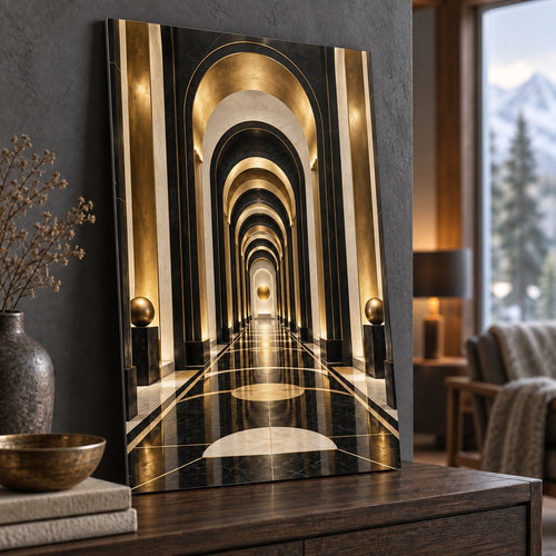 Black Gold Architectural Arches Metal Wall Art — thumbnail