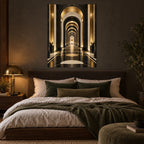 Black Gold Architectural Arches Metal Wall Art — boutique bedroom