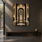 Black Gold Architectural Arches Metal Wall Art — gallery display
