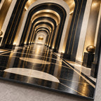 Black Gold Architectural Arches Metal Wall Art — macro print surface