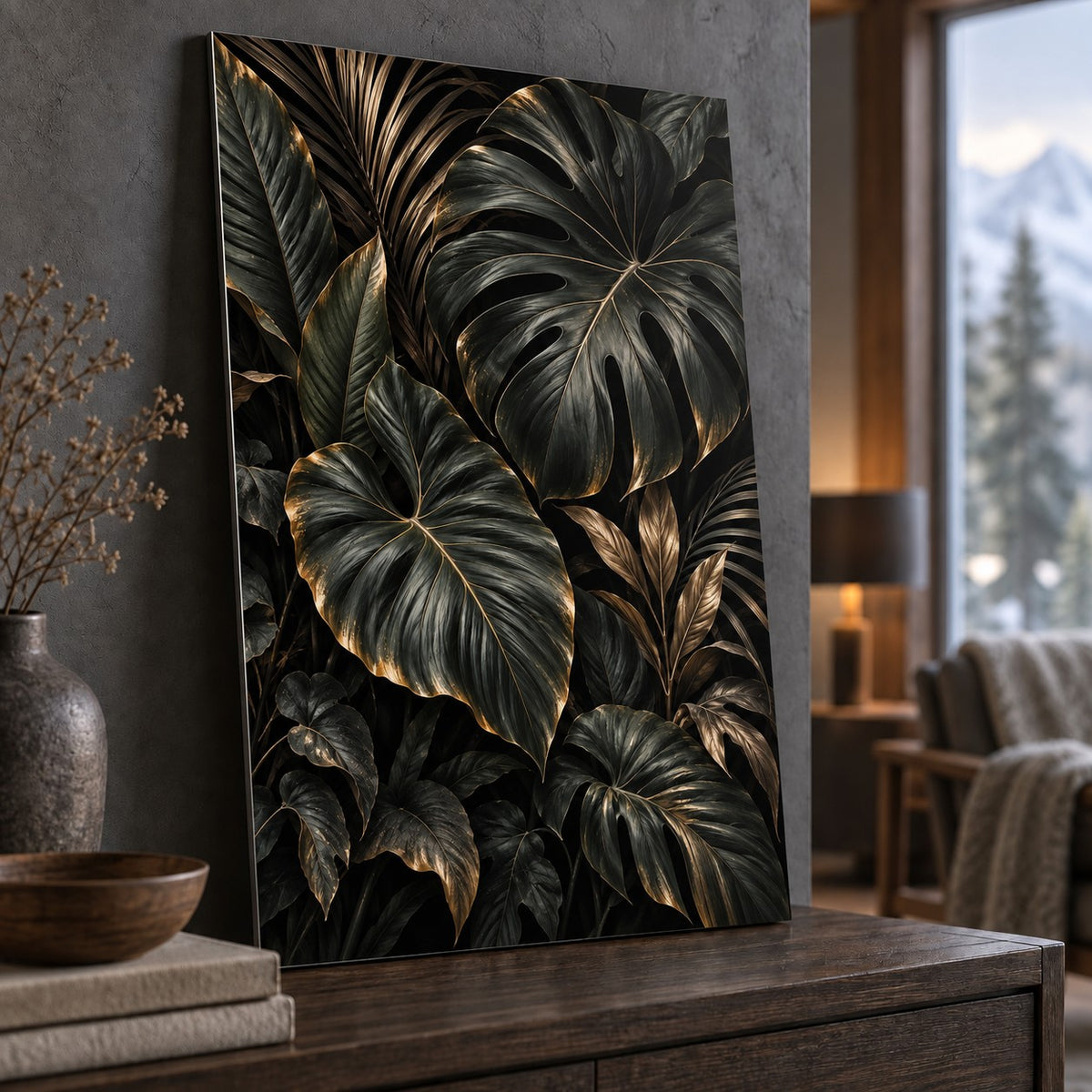 Dark Botanical Luxury Metal Wall Art — thumbnail