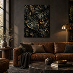 Dark Botanical Luxury Metal Wall Art — dark luxury living room