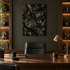 Dark Botanical Luxury Metal Wall Art — executive office
