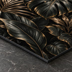 Dark Botanical Luxury Metal Wall Art — closeup bottom corner