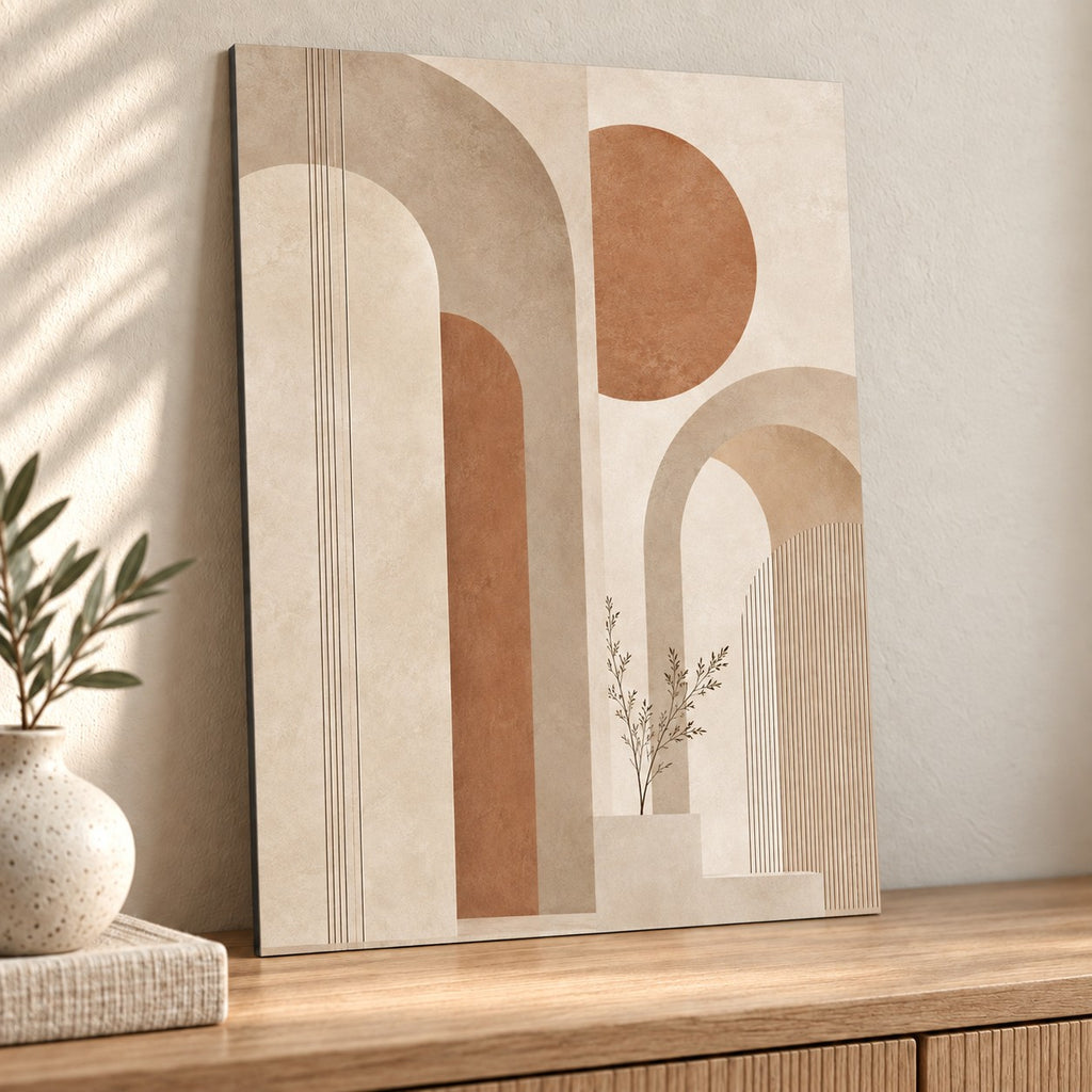 Neutral Japandi Arches Minimalist Metal Wall Art — thumbnail