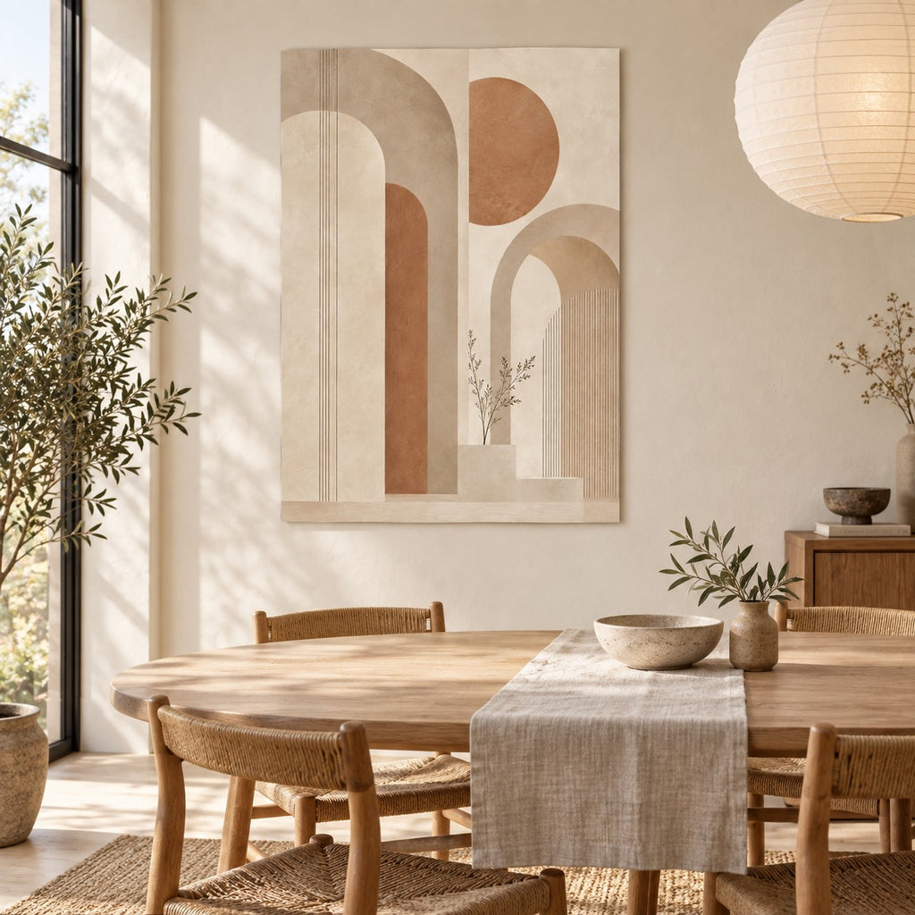 Neutral Japandi Arches Minimalist Metal Wall Art — japandi dining room