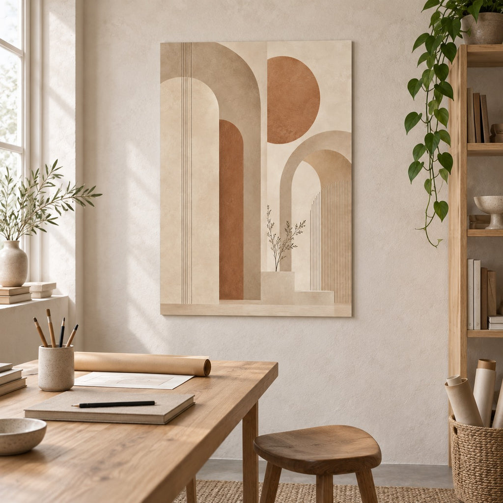Neutral Japandi Arches Minimalist Metal Wall Art — creative studio