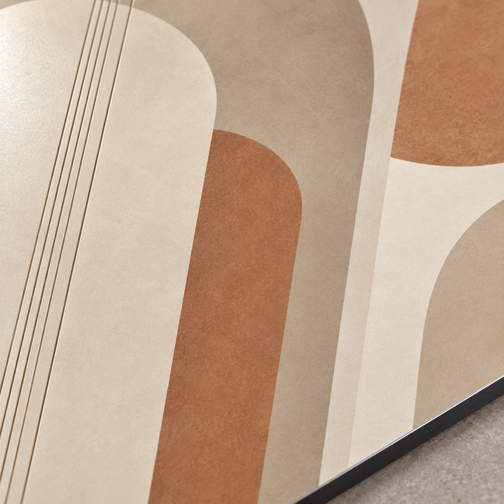 Neutral Japandi Arches Minimalist Metal Wall Art — macro print surface