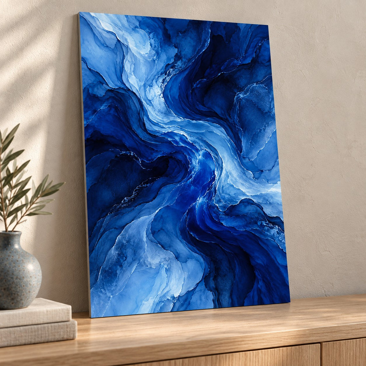 Cobalt Blue Flow Abstract Metal Wall Art — thumbnail