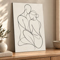 Black White Line Figures Minimalist Metal Wall Art — thumbnail