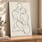 Black White Line Figures Minimalist Metal Wall Art — thumbnail