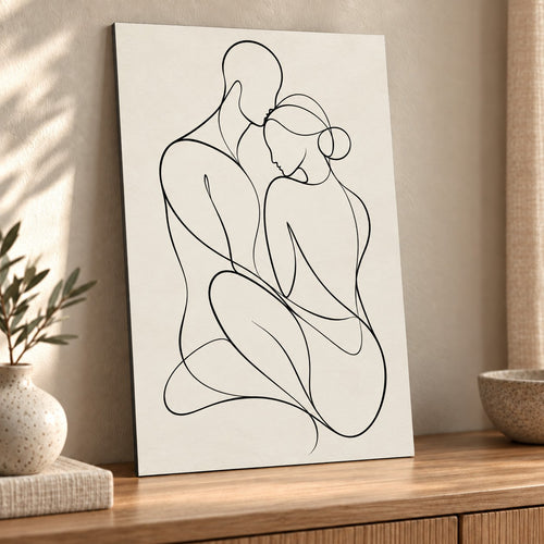 Black White Line Figures Minimalist Metal Wall Art — thumbnail