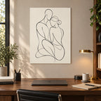 Black White Line Figures Minimalist Metal Wall Art — designer home office