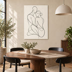 Black White Line Figures Minimalist Metal Wall Art — modern dining room
