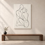 Black White Line Figures Minimalist Metal Wall Art — gallery display