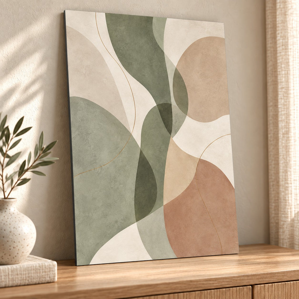 Sage Organic Shapes Minimalist Metal Wall Art — thumbnail