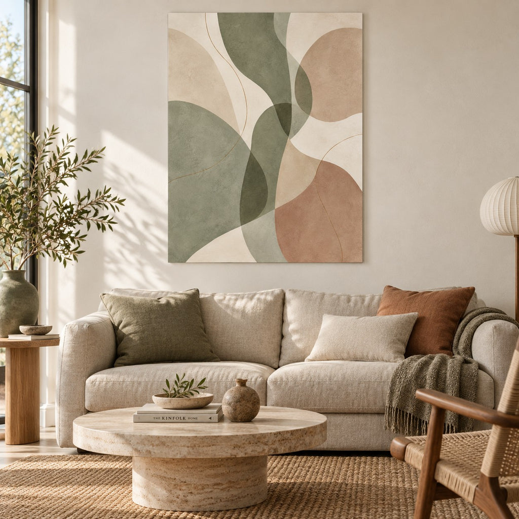 Sage Organic Shapes Minimalist Metal Wall Art — sage living room