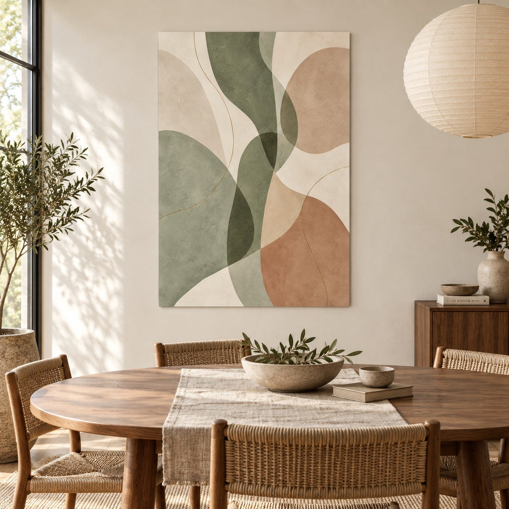 Sage Organic Shapes Minimalist Metal Wall Art — sage dining room
