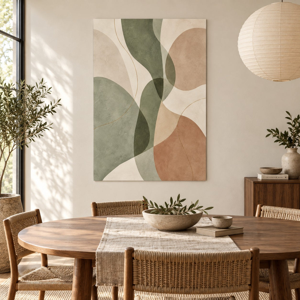 Sage Organic Shapes Minimalist Metal Wall Art — sage dining room