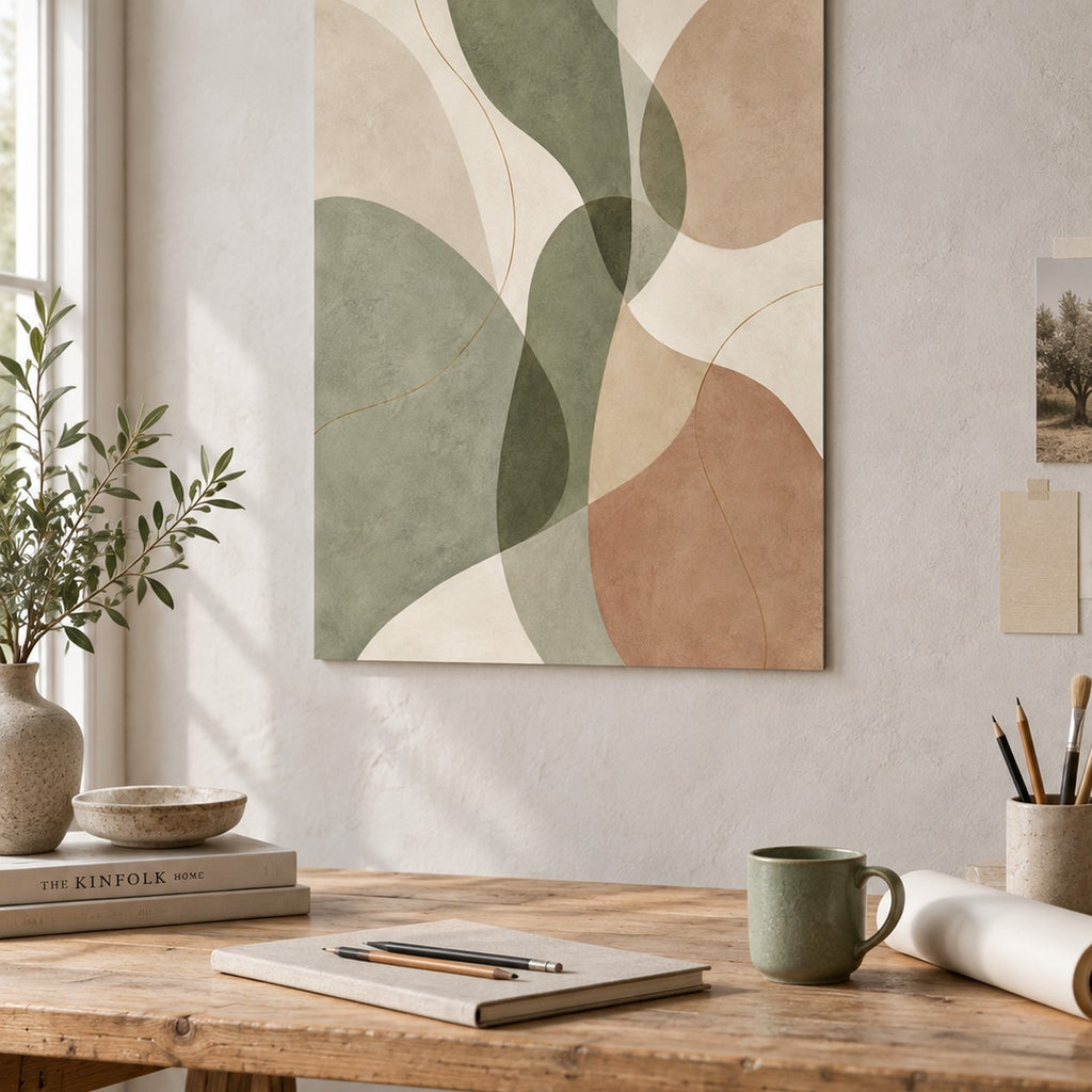 Sage Organic Shapes Minimalist Metal Wall Art — creative studio