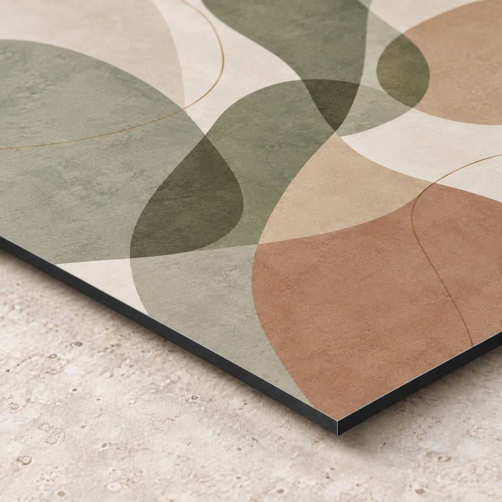 Sage Organic Shapes Minimalist Metal Wall Art — closeup bottom corner