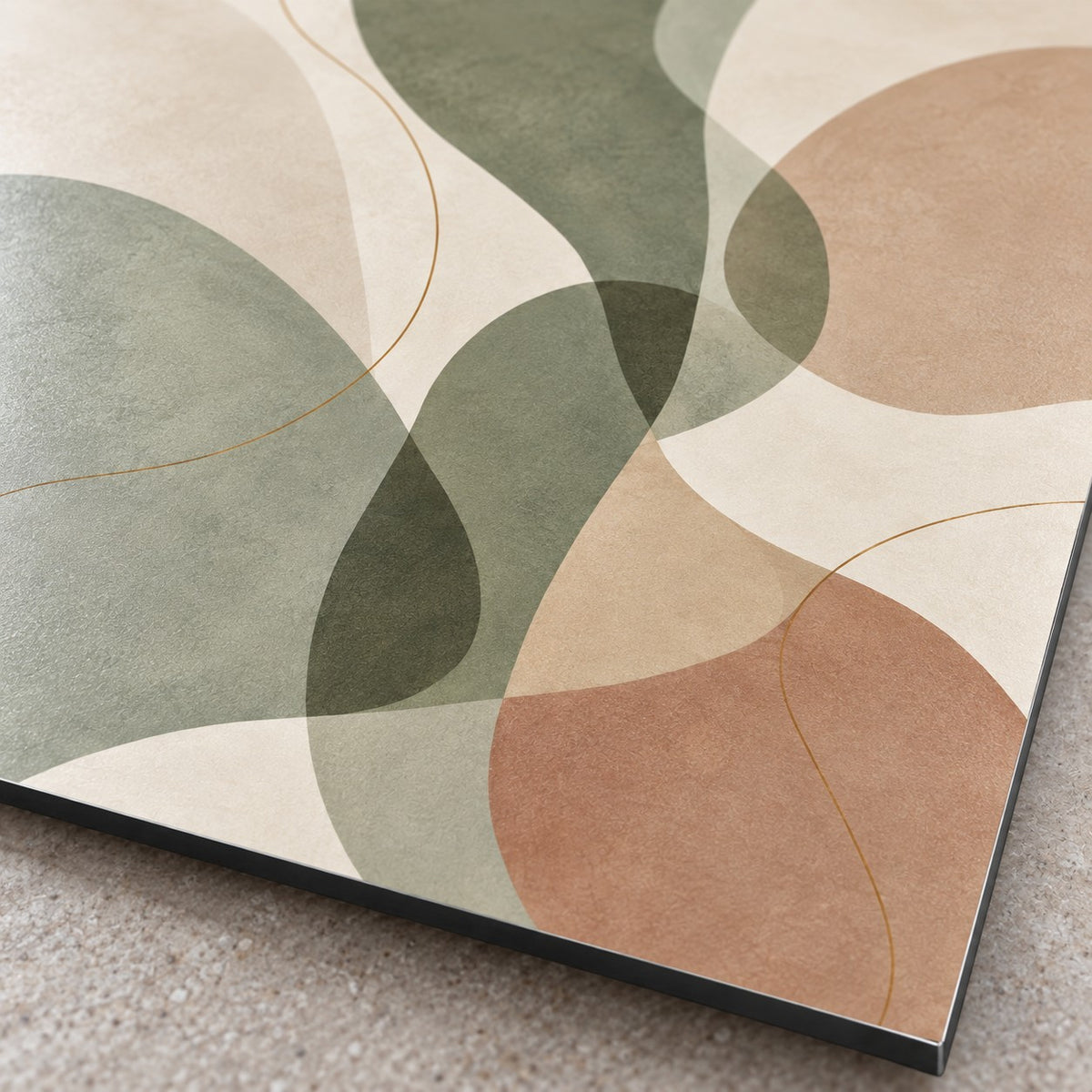 Sage Organic Shapes Minimalist Metal Wall Art — macro print surface
