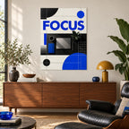 Focus Deep Work Motivational Metal Wall Art — modern office lounge